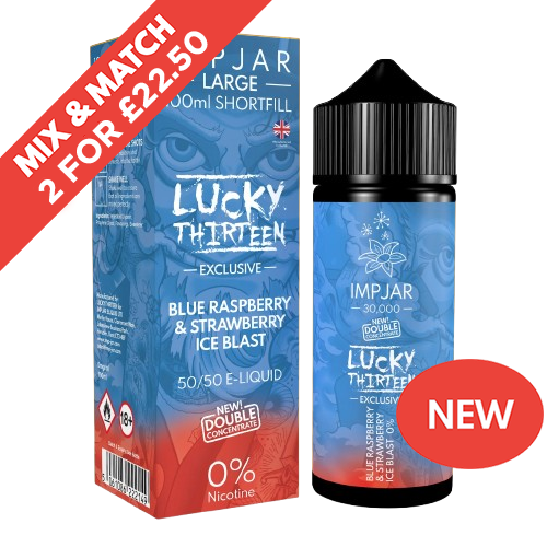IMP X Lucky 13 | Blue Raspberry & Strawberry Ice Blast | 100ml Shortfill