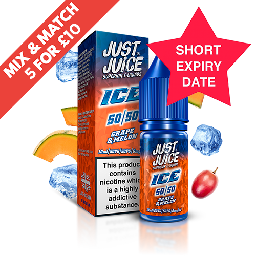 SHORT DATE - JUST JUICE - 10ML FREEBASE - 12MG - GRAPE & MELON
