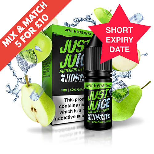 SHORT DATE - JUST JUICE - 10ML NIC SALT - 11MG - APPLE & PEAR ON ICE