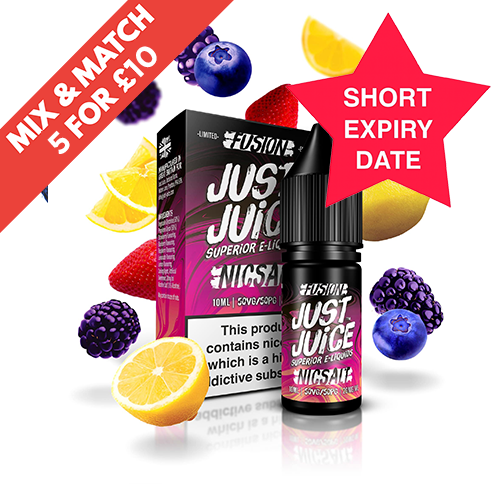 SHORT DATE - JUST JUICE - 10ML NIC SALT - 5MG - BERRY BURST & LEMONADE